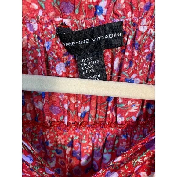 Adrianne Vittadini Red Floral Printed Short Sleeve Blouse Women's Size XS - Picture 4 of 6